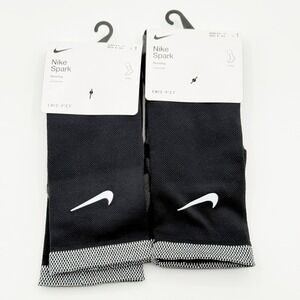 Nike Spark Crew Cushioned Running Socks Size 8 - 9.5 Mens Black 2 Pairs